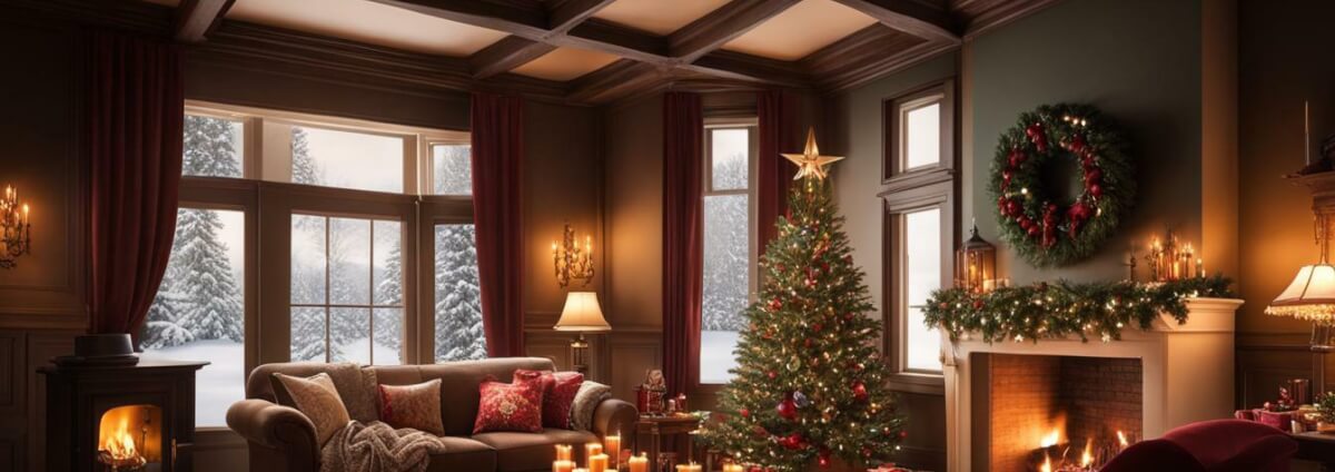 Gemütliches Wohnzimmer zu Weihnachten.