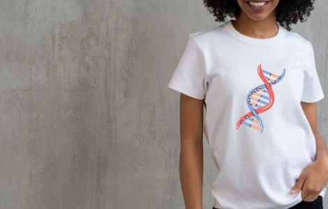 Shirts für Biologen: T-Shirt mit einem DNA-Strang.