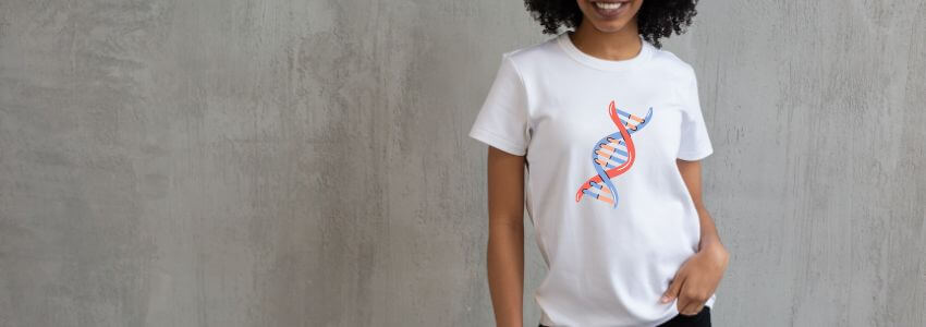 Shirts für Biologen: T-Shirt mit einem DNA-Strang.