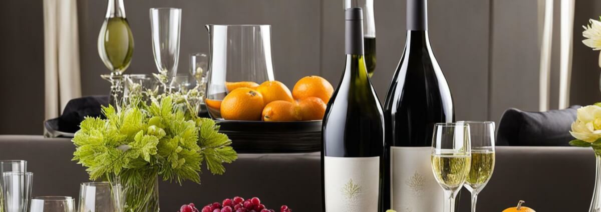 Weinflaschen, Weintrauben und Gläser