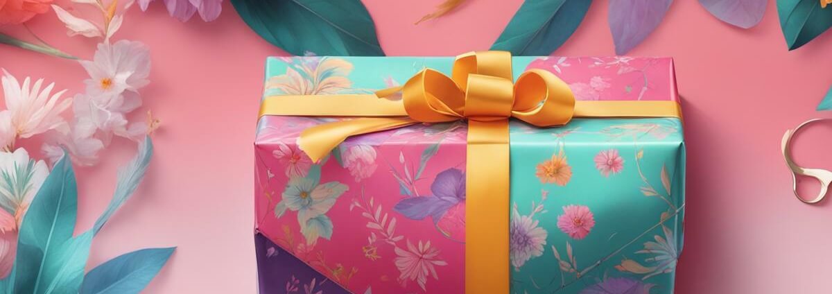 Geschenk mit einer gelben Schleife