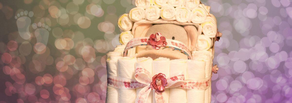 Hübsche Windeltorte für Mädchen